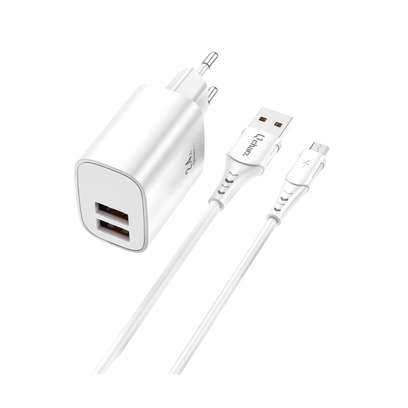 25 Qcharx Apolo Cargador 2,4A 12W 2 Puertos - USB a Micro USB - Imagen 1