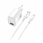 Qcharx  Artemisia Cargador 3A 18W + cable USB a Tipo C - Blanco