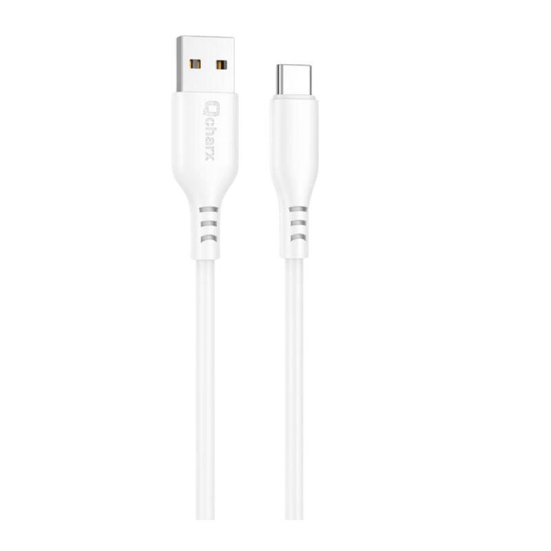 Qcharx Tokyo Cable USB a Tipo C 3A (1 m) Silicona Blanco Tacto Suave Qcharx Tokyo Cable USB-A a Tipo-C 3A 1 m Silicona Blanco - Imagen 1