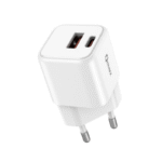 Qcharx Zeus Cargador Mini 3A 20W 1 Puerto Tipo C + 1 Puerto USB Blanco Adaptado a regletas